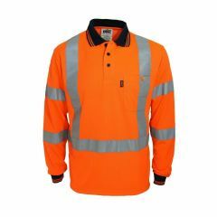 DNC 3710 Biomotion NSW Rail X Reflective Polyester Polo Shirt_ Long Sleeve_ Orange