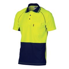 DNC 3719 Contrast Cotton Backed Polyester Polo Shirt_ Short Sleev