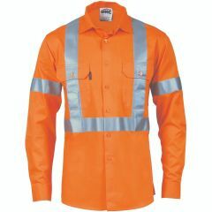 DNC 3746 155gsm X with Tail Reflective Cotton Drill Shirt_ Orange