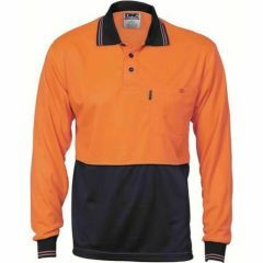 DNC 3813 Polyester Polo Shirt_ Long Sleeve_ Org_Navy