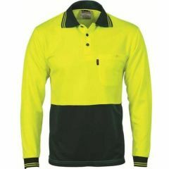 DNC 3813 Polyester Polo Shirt_ Long Sleeve_ Yel_Navy