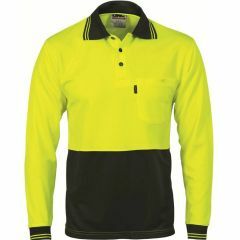 DNC 3813 Polyester Polo Shirt_ Long Sleeve_ Yellow_Black