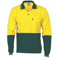 DNC 3846 Vented Cotton Jersey Polo Shirt_ Yellow_Bottle_ Long Sle