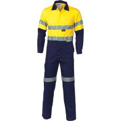 DNC 3855 311gsm Hoop Reflective Cotton Drill Coveralls_ Yellow_Na