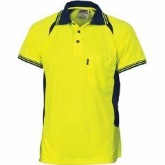DNC 3901 Polyester Contrast Polo Shirt_ Short Sleeve_ Yellow_Navy