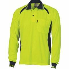 DNC 3902 Polyester Contrast Polo Shirt_ Long Sleeve_ Yel_Navy