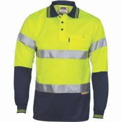 DNC 3913 Hoop Reflective Polyester Polo Shirt_ Long Sleeve_ Yello
