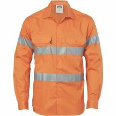 DNC 3967 155gsm Hoop Reflective Cotton Drill Shirt_ Long Sleeve_ Orange