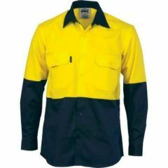 DNC 3981 190gsm Vented Cotton Drill Shirt_ Long Sleeve_ Yel_Navy