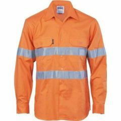 DNC 3985 155gsm Hoop Reflective Cotton Drill Shirt_ Long Sleeve_ Orange