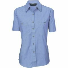 DNC 4105 155gsm Ladies Twin Pocket Cotton Chambray Shirt_ Short S