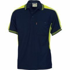 DNC 5214 Poly_Cotton Panel Polo Shirt_ Navy_Yellow_ Short Sleeve