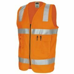 DNC Hoop Shoulder Reflective Cotton Safety Vest_ Clear ID Pocket_ Zip Front_ Orange