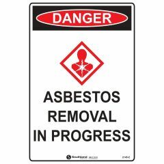 Danger Asbestos Removal in Progress with Exploding Chest Picto Si