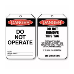 Danger Do Not Operate Tag _ Cardboard_ Pack_100
