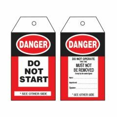 Danger Do Not Start Tag Tear Proof Eyelet _ String Pack 100