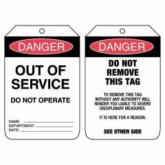 Danger Out Of Service_ Do Not Operate Tag _ Cardboard_ Pack_100
