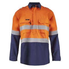 Flame Buster HRC2 _ATPV 9_ Mens HiVis Two Tone Close Front Shirt_