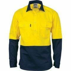 HiVis 2 Tone Cool_Breeze L_S Close Front Cotton Shirt Yellow