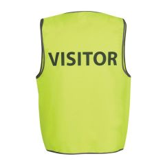 HiVis Safety Day Vest with 'VISITOR' Black Printing on Rear, Yellow - Size Large
