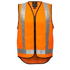 HiVis Vest with X Back Tape_ ZIP FRONT _ Tail Flap_ Orange