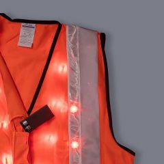 Hi Vis Safety Vest w_ Reflective Tape _ LED Lights_ Orange