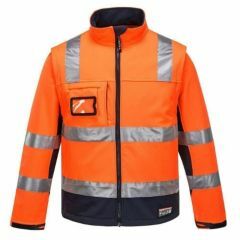 Huski Chassis HiVis Soft Shell Jacket with Removable Sleeves_ Ora