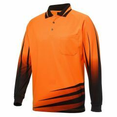 JB's HiVis Rippa Polyester Polo Shirt_ Long Sleeve_ Orange_Black 