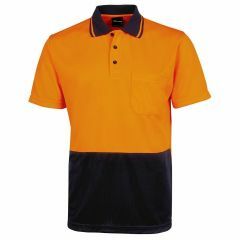 JB's Hi Vis Jacquard Non Cuff Short Sleeve Polo_ Orange_Navy