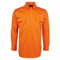 JB's Hi Vis Long Sleeve 190g Close Front Shirt_ Orange 