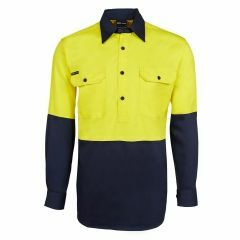 JB's Hi Vis Long Sleeve 190g Close Front Shirt_ Yellow_Navy