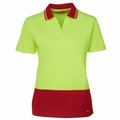 JB's Hi Vis Non Button Short Sleeve Polo_ Yellow_Red