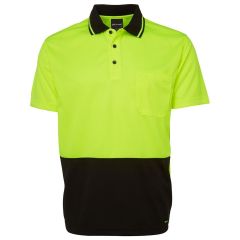 JB's Hi Vis Non Cuff Short Sleeve Traditional Polo_ Lime_Black