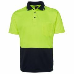 JB's Hi Vis Non Cuff Short Sleeve Traditional Polo_ Lime_Navy