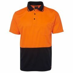 JB's Hi Vis Non Cuff Short Sleeve Traditional Polo_ Orange_Navy