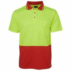 JB's Hi Vis Non Cuff Short Sleeve Traditional Polo_ Yellow_Red