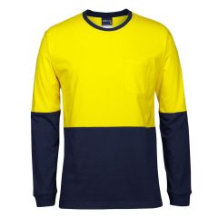 JB's Hi Vis Traditional T_Shirt_ 100_ Cotton_ Long Sleeve_ Yellow