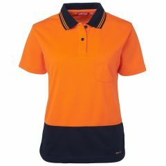 JB's Ladies Hi Vis Short Sleeve Comfort Polo_ Orange_Navy