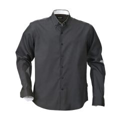 James Harvest REDDING Mens Business Shirt_ Long Sleeve_ Charcoal