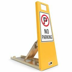 Lok_up Parking Space Protector with 'NO PARKING' sign 