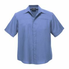Mens Plain Oasis Short Sleeve Shirt Mid Blue