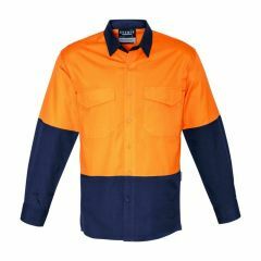 Mens Rugged Cooling Hi Vis Spliced Shirt Orange Navy