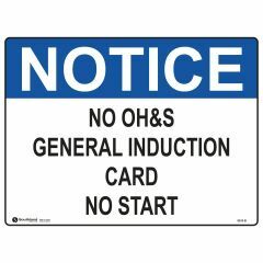 No OH_S General Induction Card No Start Sign
