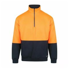 Norss HiVis Two Tone 1_2 Zip Fleecy Sweater_ Orange_Navy