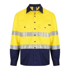Norss HiVis Two Tone _190gsm_ Reflective Cotton Drill Shirt_ Yell