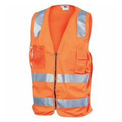 Norss Reflective Polyester Safety Vest_ Clear ID Pocket_ Zip Fron