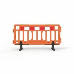 Plastic Fence Barrier w_ Rubber Foot_ 2m x 1m _ Orange with Refle