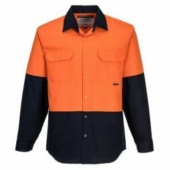 Portwest 2 Tone Cotton Drill Shirt_ Orange_Navy_ Long Sleeve