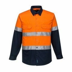Portwest 2 Tone Vented Cotton Drill Reflective Shirt_ Orange_Navy