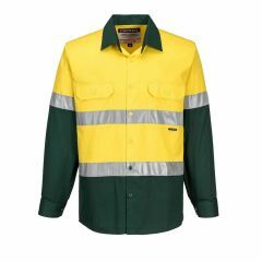 Portwest 2 Tone Vented Cotton Drill Reflective Shirt_ Yellow_Gree